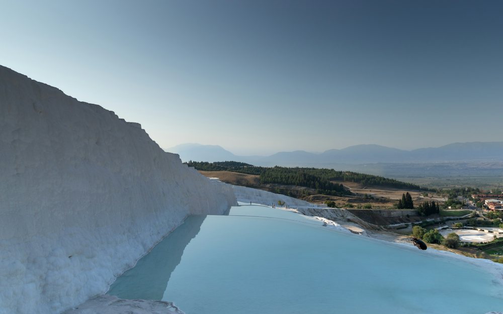 White travertine terraces and pools at Pamukkale